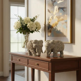 Pair of Elephants in Soft Stone – Intricate Jali Carving Handcrafted Artwork Jali Art