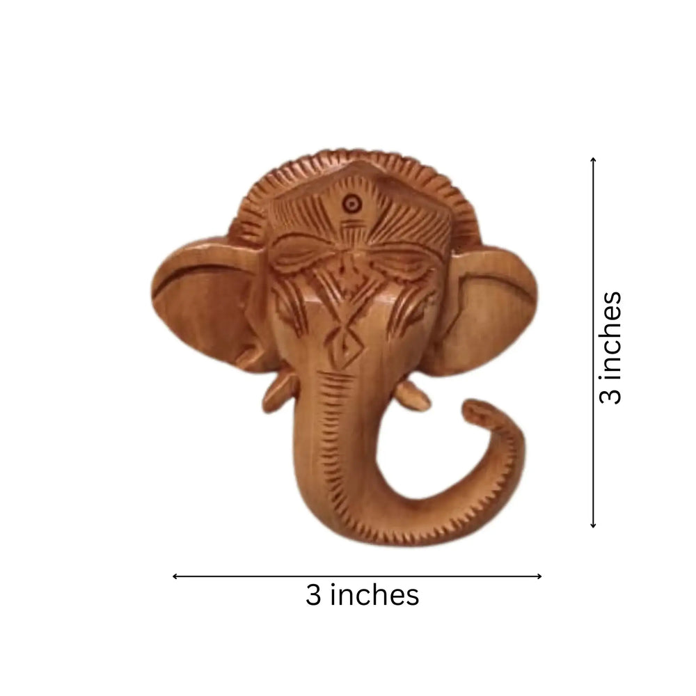 Hand-Carved Wooden Ganesha Elephant Head Wall Hanging Wood Decorative