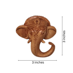 Hand-Carved Wooden Ganesha Elephant Head Wall Hanging Wood Decorative