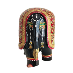 Hand-Painted Wooden Elephant with Floral Design – Artistic Home Decor
