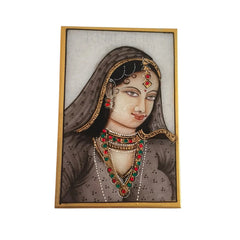 The Serene Princess of Rajasthani Marbel Painting Paintings
