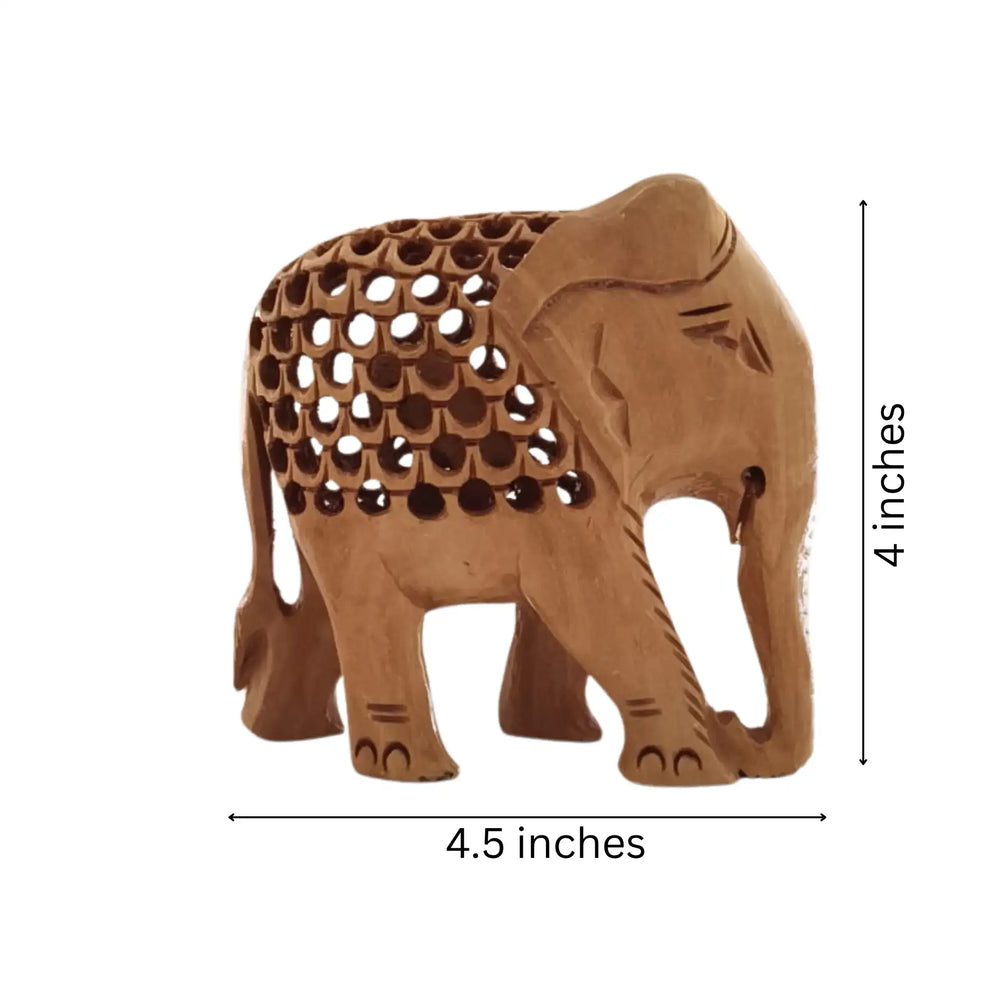 Wooden Elephant with Jali Work | Handmade Indian Craft Sculpture maruthi handicrafts