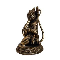 Brass Kneeling Hanuman Statue – Bajrangbali Idol with Gada for Protection Brass Artwork