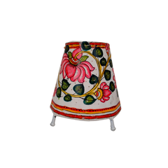 Traditional Handcrafted Pink Lotus Leather Lamp | Bed Lamp Leather Paintings