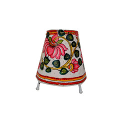 Traditional Handcrafted Pink Lotus Leather Lamp | Bed Lamp Leather Paintings