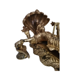 Divine Trinity Brass Idol – Vishnu, Maheshwara, and Brahma in Ananta Shayana Form