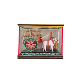 Handcrafted Kondapalli Wooden Bullock Cart in Display Case – Traditional Indian Village Art