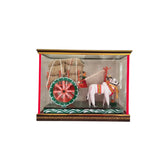 Handcrafted Kondapalli Wooden Bullock Cart in Display Case – Traditional Indian Village Art Kondapalli Lacquerware