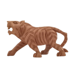 Decorative Wooden Tiger | Intricately Hand-Carved Animal Figurine