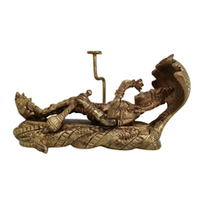 Divine Trinity Brass Idol – Vishnu, Maheshwara, and Brahma in Ananta Shayana Form