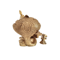 Divine Trinity Brass Idol – Vishnu, Maheshwara, and Brahma in Ananta Shayana Form