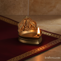 Brass Gajalakshmi Table Diya | Traditional Goddess Lakshmi Oil Lamp for Prosperity Brass Artwork