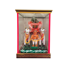 Handcrafted Kondapalli Wooden Bullock Cart in Display Case – Traditional Indian Village Art