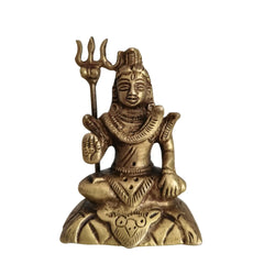 Exquisite Handcrafted Brass Idol of Lord Shiva in Meditation with Trishula Brass Ware
