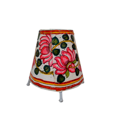 Traditional Handcrafted Pink Lotus Leather Lamp | Bed Lamp Leather Paintings