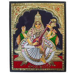 Beautiful Saraswathi Devi Thanjavur Painting – Timeless Indian Craft