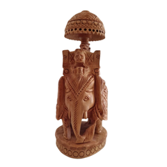 Wooden Carved Ambari Elephant With Umbrella