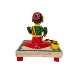 Lady Grinding Spices Figurine - Etikoppaka Lacquerware Etikoppaka Lacquerware