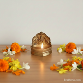 Brass Gajalakshmi Table Diya | Traditional Goddess Lakshmi Oil Lamp for Prosperity Brass Artwork