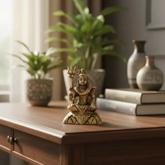 Exquisite Handcrafted Brass Idol of Lord Shiva in Meditation with Trishula Brass Ware