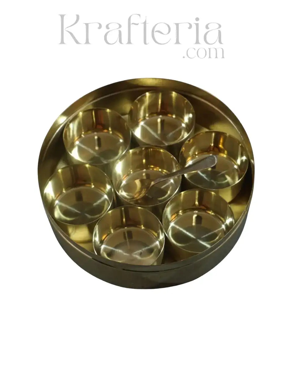 Pure Brass Spice Container for Kitchen – Vintage Indian Masala Dabba Brass Ware