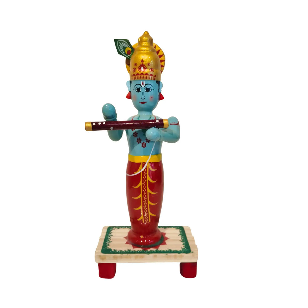 Vibrant Etikoppaka Lord Krishna Flute Player Etikoppaka Lacquerware