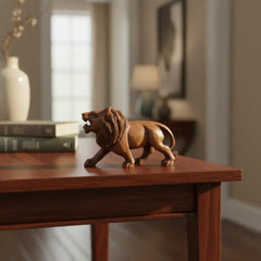 Wooden Lion Carving | Intricate Hand-Carved Animal Statue maruthi handicrafts