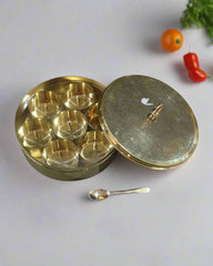 Pure Brass Spice Container for Kitchen – Vintage Indian Masala Dabba