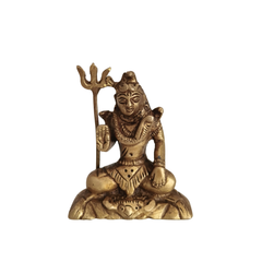 Exquisite Handcrafted Brass Idol of Lord Shiva in Meditation with Trishula