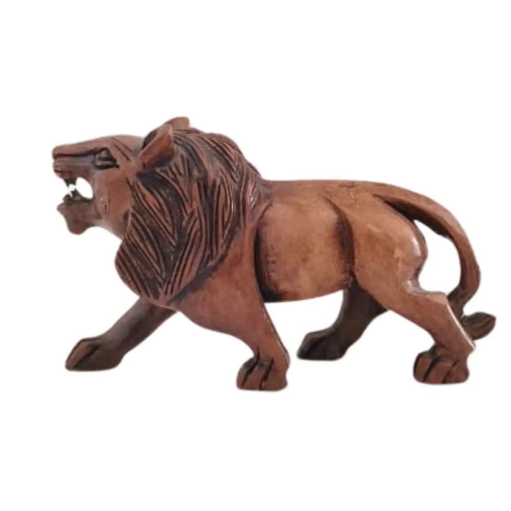 Wooden Lion Carving | Intricate Hand-Carved Animal Statue maruthi handicrafts