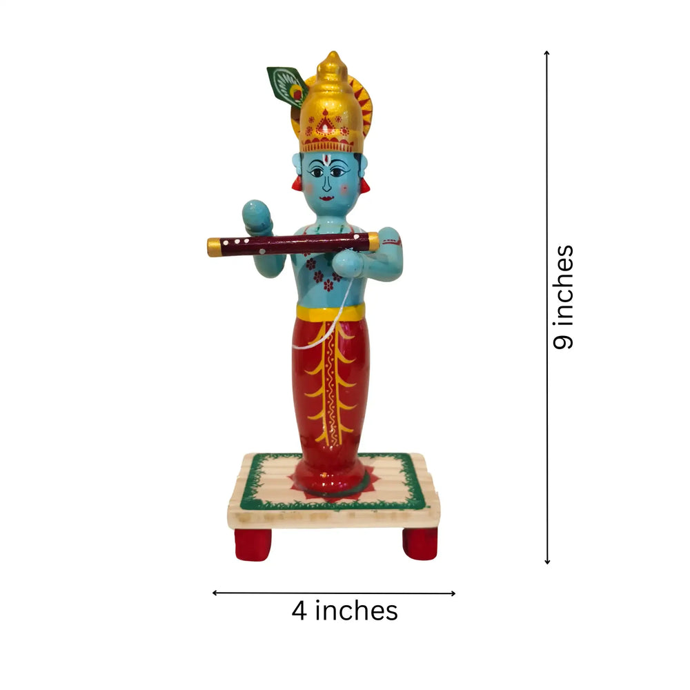 Vibrant Etikoppaka Lord Krishna Flute Player Etikoppaka Lacquerware