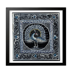 The Moonlit Peacock – Elegance in Shades of Silver and Blue Paintings