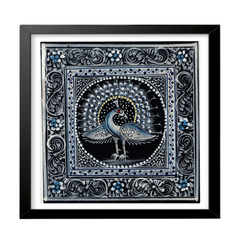 The Moonlit Peacock – Elegance in Shades of Silver and Blue