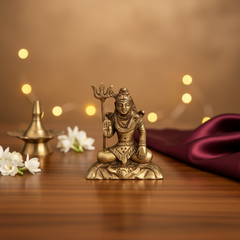 Exquisite Handcrafted Brass Idol of Lord Shiva in Meditation with Trishula