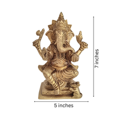 Divine Brass Lord Ganesha Idol – Symbol of Wisdom, Prosperity, and Auspicious Beginnings