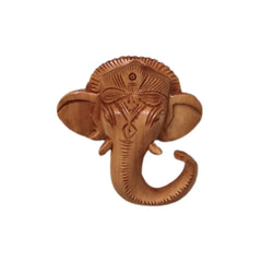 Hand-Carved Wooden Ganesha Elephant Head Wall Hanging Wood Decorative