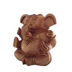 Decorative Wooden Ganesh in Seated Position | Handmade Religious Figurine