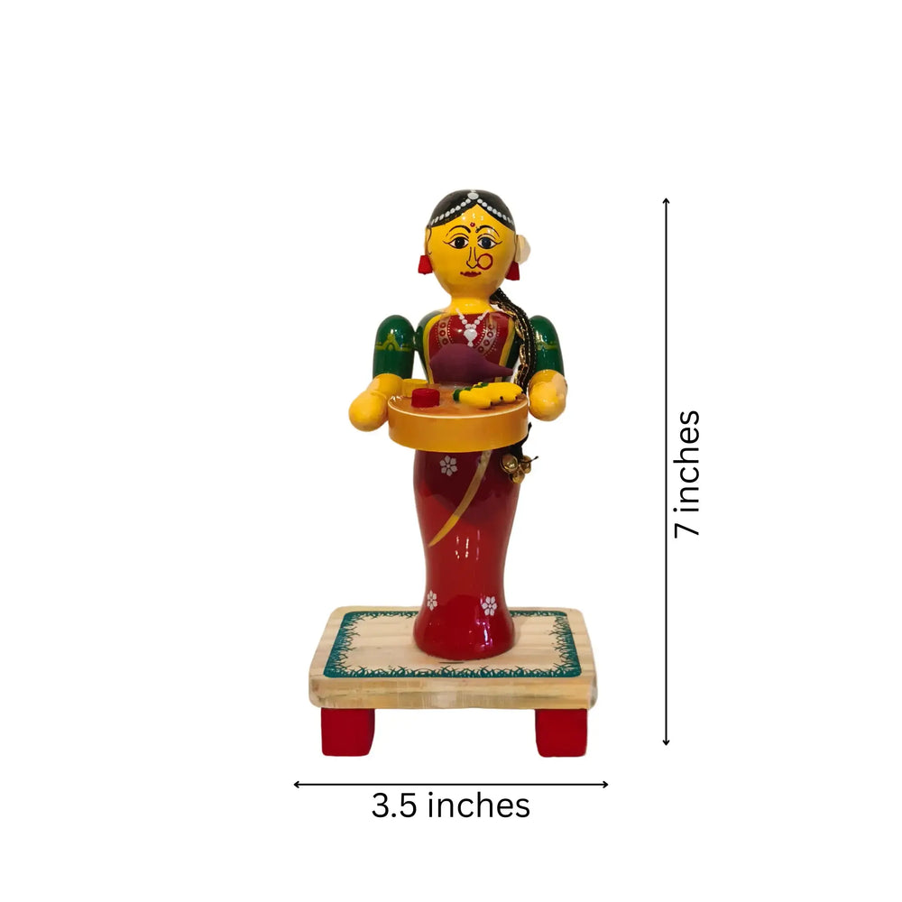 Woman with Offering Tray Etikoppaka Art Etikoppaka Lacquerware