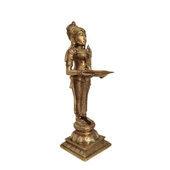 Elegantly Sculpted Brass Deepa Lakshmi Statue (Lady with Lamp) Brass Ware