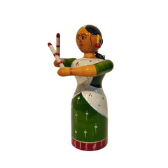 Vibrant Dandiya Dancer - Handcrafted Etikoppaka Wooden Woman Doll Etikoppaka Lacquerware