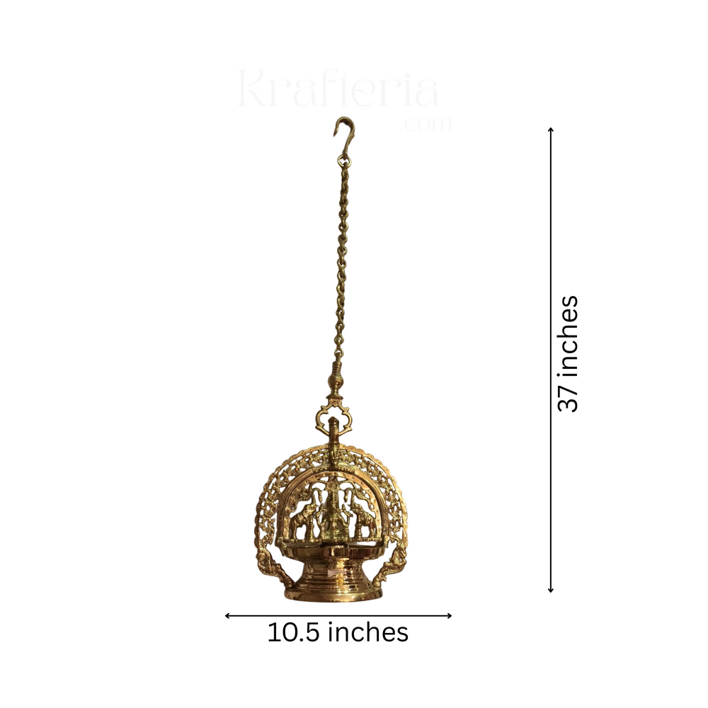 Hanging Bronze Deepam with Lakshmi Idol – Auspicious Temple Decor pooja accessories