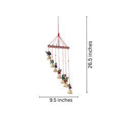 Hand-Painted Elephant and Golden Bell Wind Chime / Wall Hanging