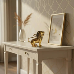 Regal Brass Lion Statue - Majestic Animal Figurine for Home Decor Brass Ware