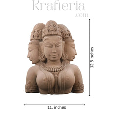 Faces of Eternity - Bust of the Triple Aspect Deity Sand Stone