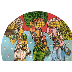 Bathukamma Nimajjanam Art – Hand-Painted Folk Wall Piece wall decor