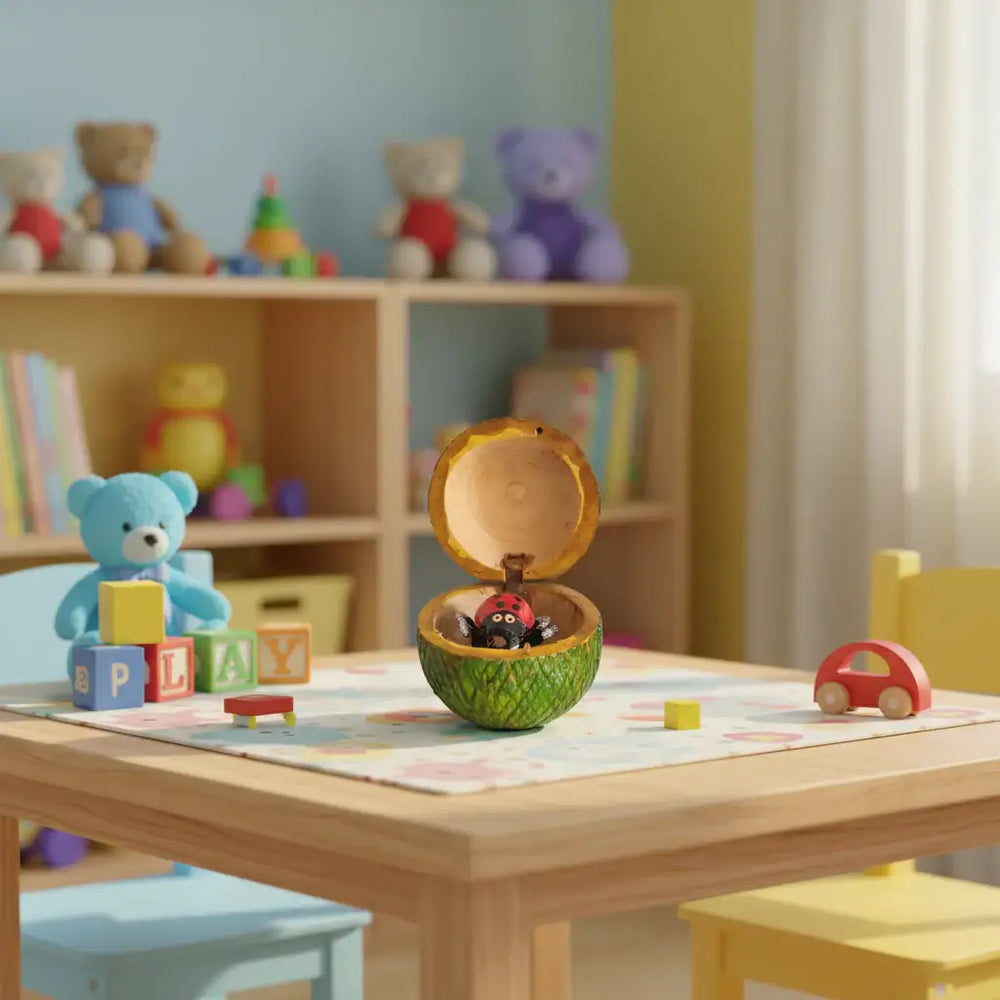 Handcrafted Wooden 'Surprise Spider' Box - Traditional Indian Trick Toy Wooden Decorative