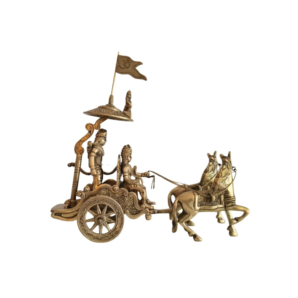 Lord Krishna and Arjuna Chariot Idols Brass Ware
