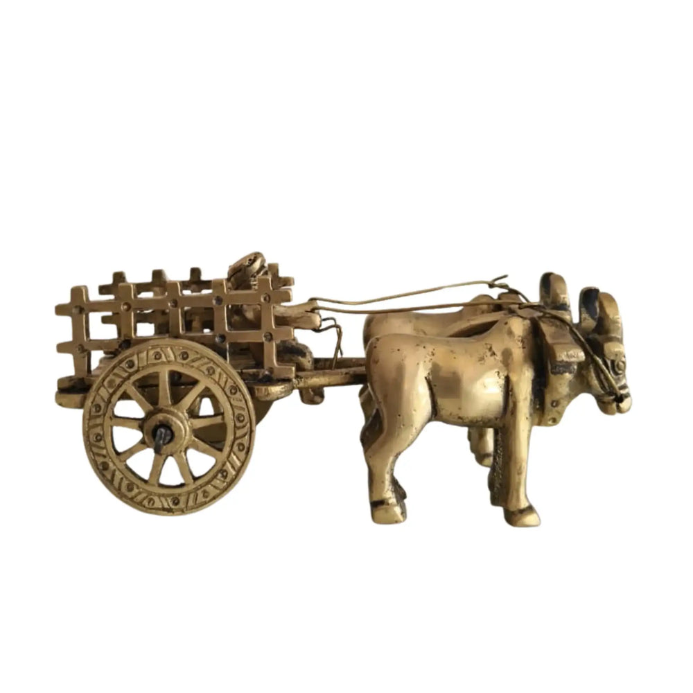 Brass Bullock Cart Figurine with Covered Canopy | Traditional Home Decor Showpiece Brass Ware