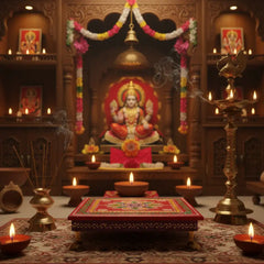 Hand-Painted Wooden Stool For Pooja (Chowki) with Traditional Design Wood Decorative