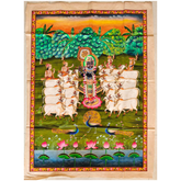 Traditional Shrinathji Pichwai Painting - Krishna with Gopis, Cows, and Peacocks Paintings